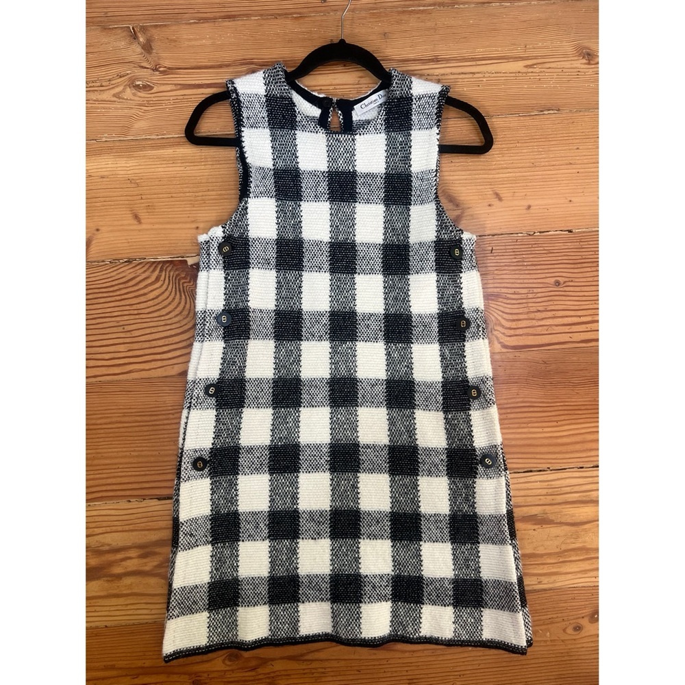 Christian Dior Wool Cashmere blend Plaid Black and White Mini Dress